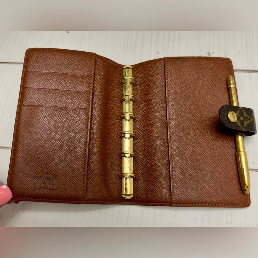 Louis Vuitton Monogram Agenda Planner PM w Gold Pen